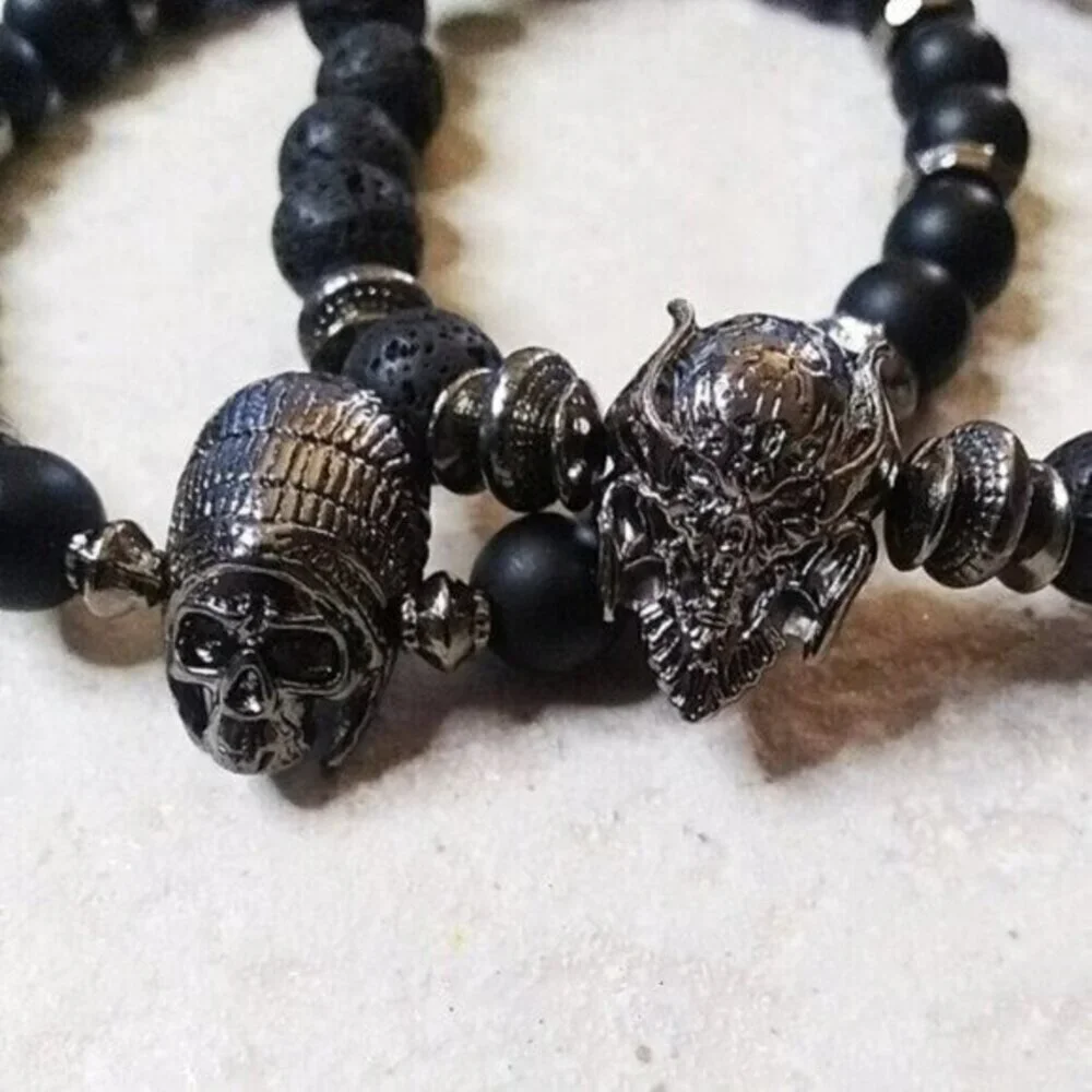 Indian Chief Headdress Skull Men's Bracelet ~ Warrior Native Biker Gamer Wraith